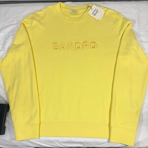 Sandro Logo Sweatshirt XL NWOT Yellow - Authentic Designer Athleisure Fleece